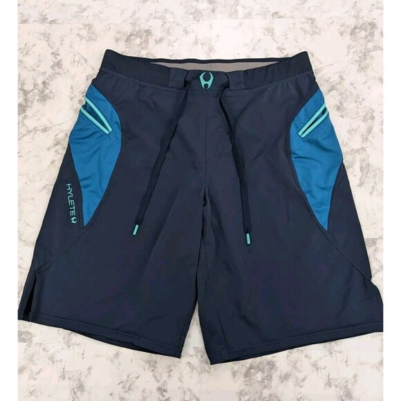 Hylete Board Short Large Men's Drawstring Above Knee Blue 11" Inseam Pocket - Picture 1 of 5